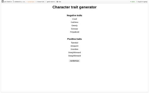 Character Trait Generator : r/perchance .